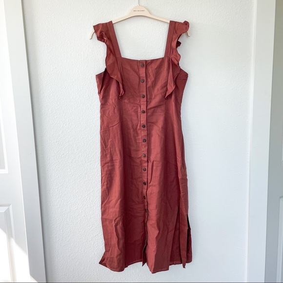 NWT Hutch Anthropologie Ruffled Maxi Dress in Rust Red - Picture 4 of 6